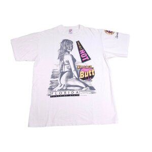 Vintage 90s Queen Of Butts Clearwater Beach Patrol Florida Souvenir Shirt Mens L